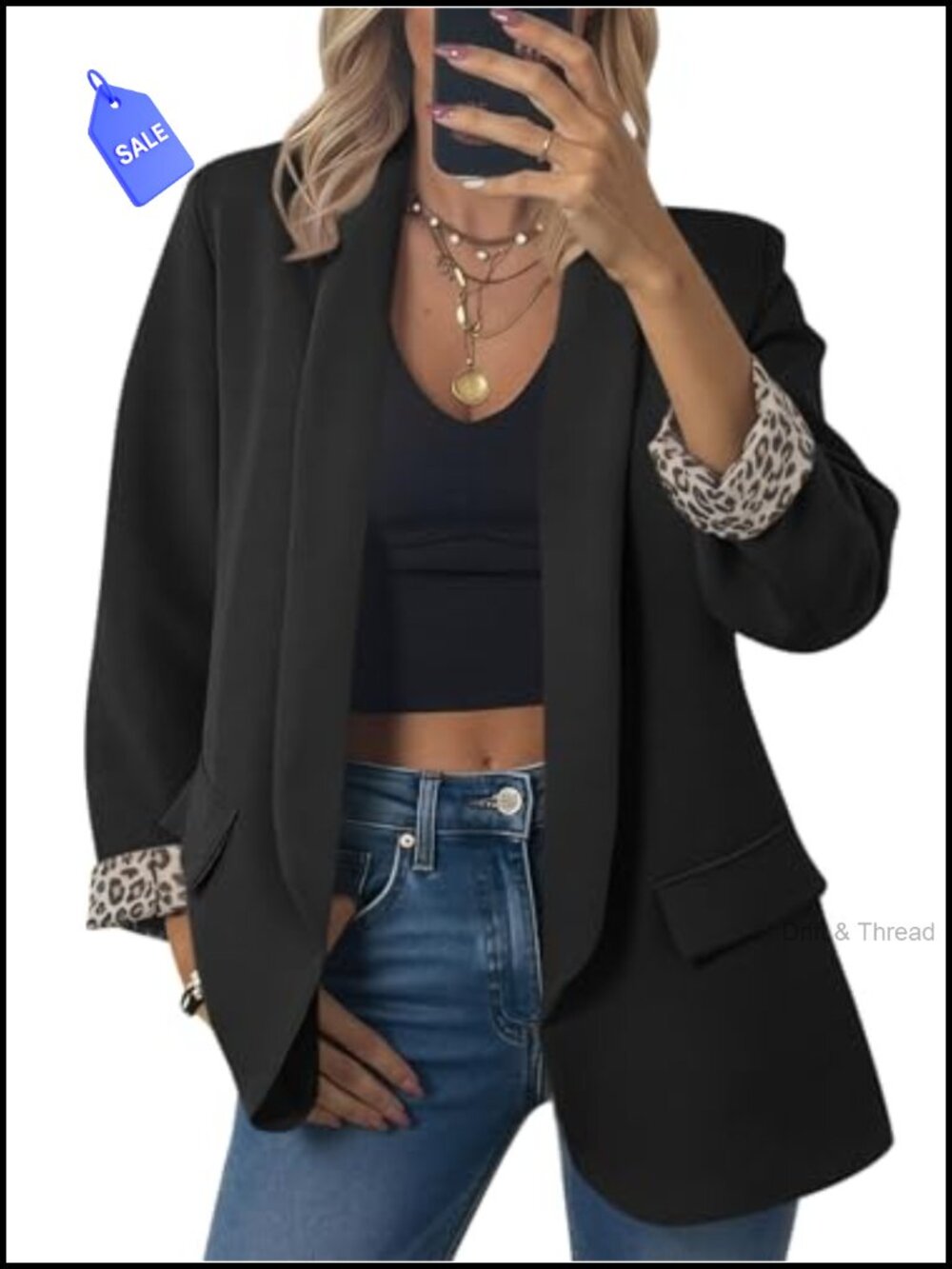 Leopard Lined Shawl Collar Blazer Oversized Business Casual Jacket